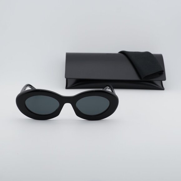 Saint Laurent SL 594 008 Oval Sunglasses - Black/Black main image 6
